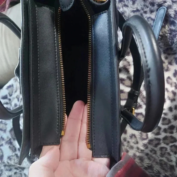 Black Leather Fashion Nano Satchel Bag with Antique Gold Hardware - NWOT - Picture 8 of 16